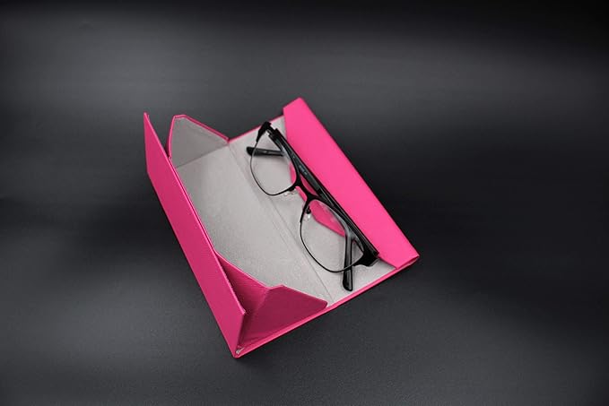 Real Sic Glasses Case for Men and Women - Magnetic Folding Hard Shell Sunglass Holder - Inspired by Solid Color