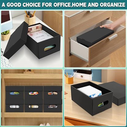 6PCS Photo Storage Box for 5"x7" Photos,12.8“ x 7.87“ x 5.3“ Picture Box Store and Protect Pictures with Lid, Photo Storage Box Documents Black