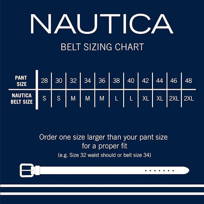Nautica Men's Dress Leather Belt for Suits and Pants | Classic | Business | Fashion | Adjustable | Metal Buckle