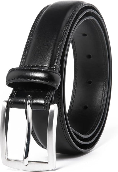 Mens Genuine Leather Dress Belt for Men, Handmade, 100% Cow Leather,Classic Casual and Business Belt Prong Buckle