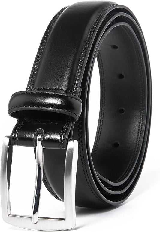 Mens Genuine Leather Dress Belt for Men, Handmade, 100% Cow Leather,Classic Casual and Business Belt Prong Buckle