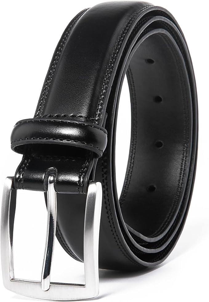 Mens Genuine Leather Dress Belt for Men, Handmade, 100% Cow Leather,Classic Casual and Business Belt Prong Buckle