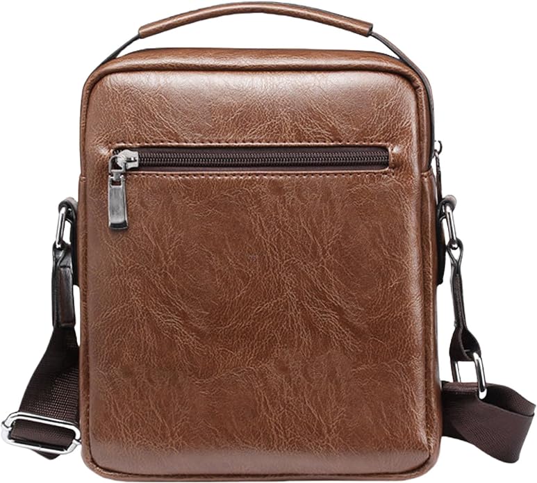 Men's Leather Crossbody Bag, Casual leather Bag for Men, Crossbody Bag Office Business,Handbag Purse Zipper