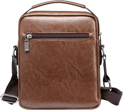 Men's Leather Crossbody Bag, Casual leather Bag for Men, Crossbody Bag Office Business,Handbag Purse Zipper