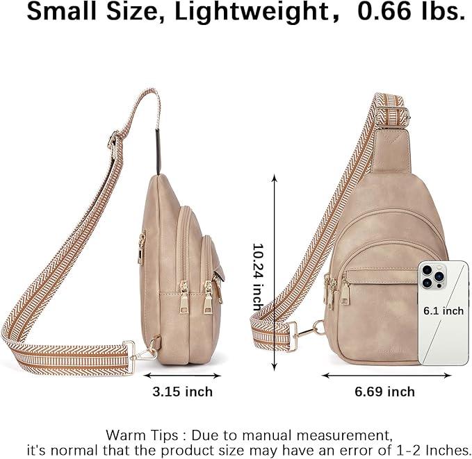 BOSTANTEN Small Sling Bag for Women Leather Crossbody Bags Fanny Pack Chest Bag for Travel