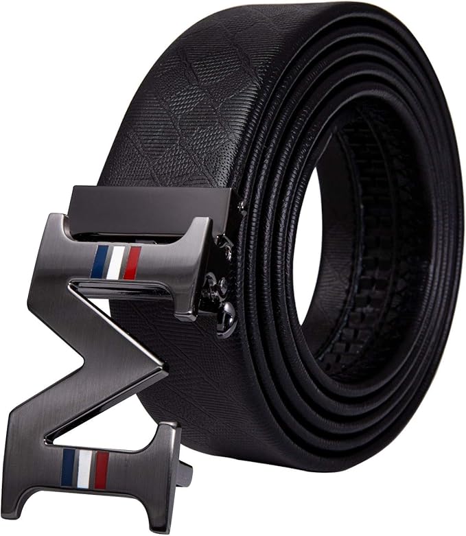Dubulle Designer Mens Belts, Sliding Automatic Buckle Ratchet Dress Belt TOP Genuine Leather Strap Gifts