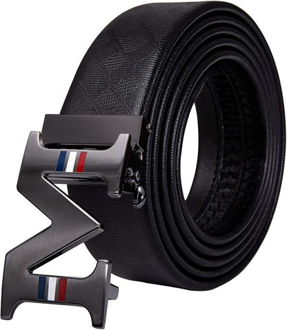 Dubulle Designer Mens Belts, Sliding Automatic Buckle Ratchet Dress Belt TOP Genuine Leather Strap Gifts