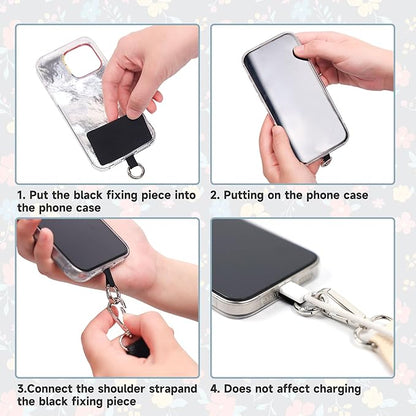 FUVLIFE Phone Lanyard Crossbody Wrist Strap, Adjustable Clip and Go Strap for Phone with Wallet Crossbody, Phone Strap with Zippered Pouch, Universal Hands-Free for All Cell Phone