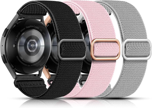 Lerobo Elastic Bands Compatible with Samsung Galaxy Watch 8 7 6 5 4 40mm 44mm/Galaxy Watch 8 Classic 6 4 Classic 43mm 47mm 42mm 46mm/5 Pro Band 45mm/Active 2,3 Pack 20mm Adjustable Nylon Sport Band