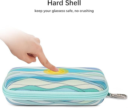 Double Eyeglasses Case Hard Shell Dual Sunglasses Organizer with Zipper Closure Travel Eyewear Storage for Vehicle