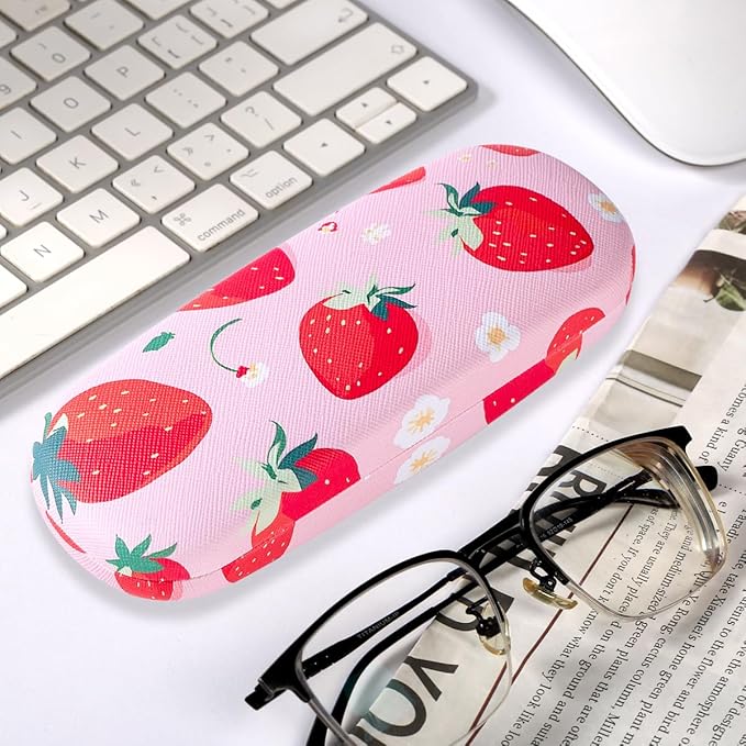 PERFECTSIGHT Hard Shell Eyeglasses Case, PU Leather Protective Glasses Case, Cute Eyeglass Case for Women Men Girls