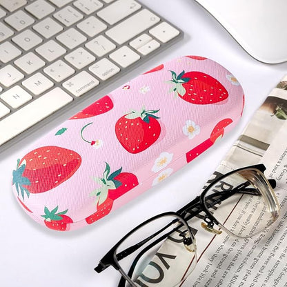 PERFECTSIGHT Hard Shell Eyeglasses Case, PU Leather Protective Glasses Case, Cute Eyeglass Case for Women Men Girls