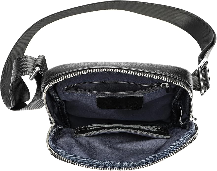 NIUCUNZH Man Purses and Bags Small, Mini Genuine Leather Messenger and Shoulder Bag for Men with lots of Zipper Pockets