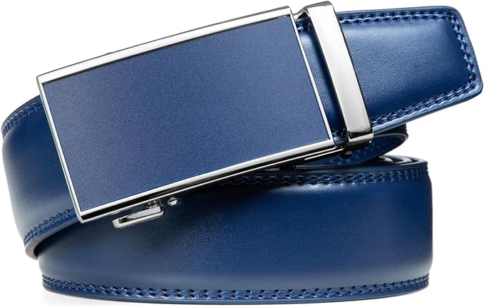 Founders & C Men's Ratchet Belt 1 3/8",Leather Dress Belt Adjustable with Click Sliding Buckle Trim to Exact Fit