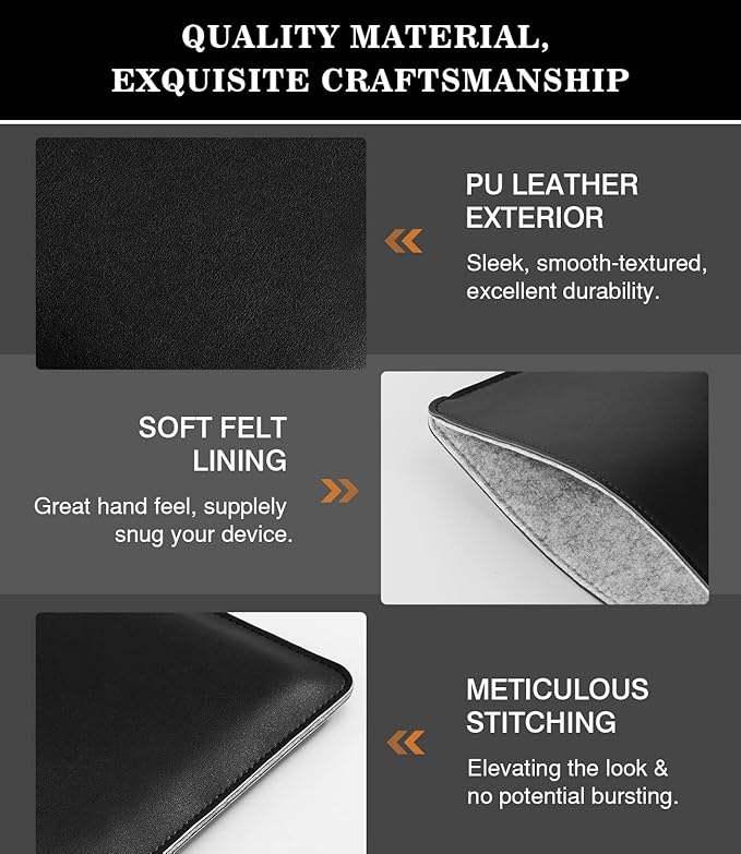 MoKo 9-11 Inch Tablet Sleeve, PU Leather Briefcase Slim Stylish Case Fits New 11-inch iPad Air M4 2026/iPad Pro M5, Air 5/4th 10.9, 10th Gen 10.9, 9/8. Gen 10.2, Tab S8/S9 11, Black