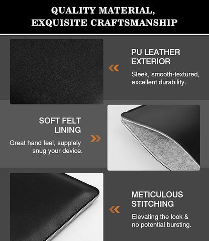 MoKo 9-11 Inch Tablet Sleeve, PU Leather Briefcase Slim Stylish Case Fits New 11-inch iPad Air M4 2026/iPad Pro M5, Air 5/4th 10.9, 10th Gen 10.9, 9/8. Gen 10.2, Tab S8/S9 11, Black