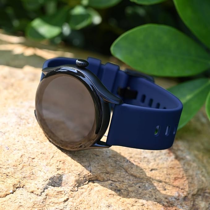 BISONSTRAP Silicone Watch Bands, Slim Watch Straps with Quick Release, 17mm, Dark Blue with Black Buckle