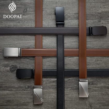 DOOPAI Belt Men, Ratchet Dress Adjustable 1 3/8" Sliding Leather Designer, Size Length Can be Cut, with Gift Box