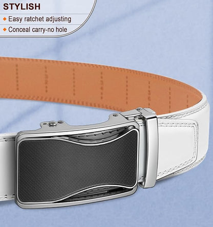 BULLIANT Mens Ratchet Belt,Leather Adjustable Slide Belt For Gift Mens Dress Casual 1 3/8",Size Adjustable