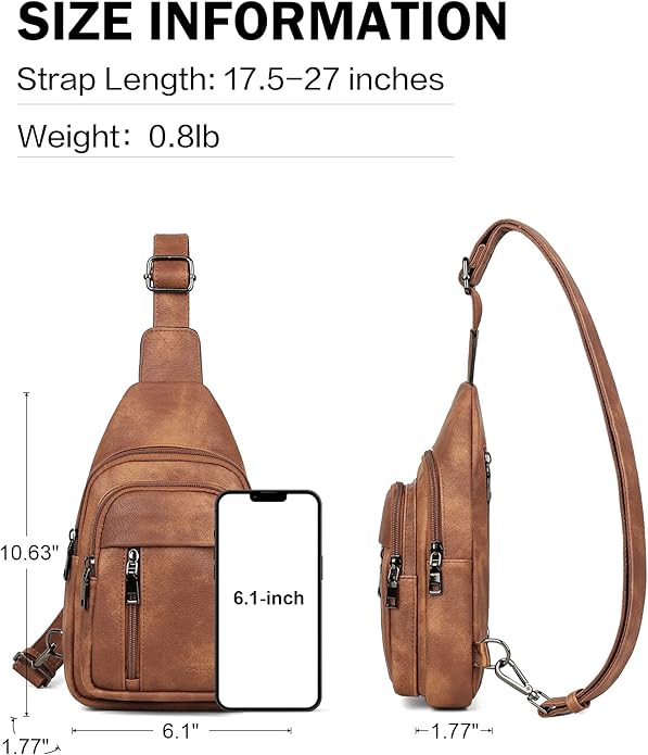 MASINTOR Sling Bag for Women - Crossbody Bags Fanny Pack with Vegan Leather - Adjustable Sling Backack for Travel
