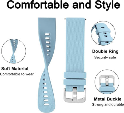 GEAK Compatible with Garmin Vivoactive 5 Watch Bands/Garmin Vivoactive 3 Watch Bands,20mm Silicone Band for Vivoactive 3 Music/Vivomove Sport,Forerunner 645/245 Music Smartwatch Women Men Light Blue