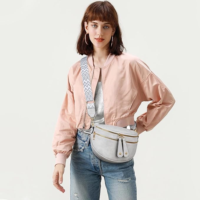 KKXIU Crossbody Sling Bag for Women Trendy Fanny Pack Vegan Leather Chest Bag | Trendy