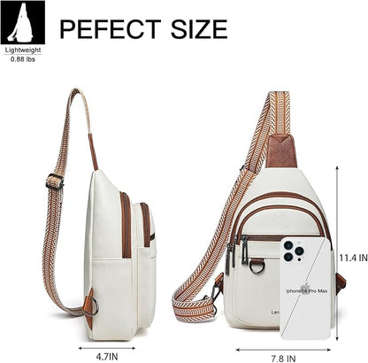 Leresas 7L Sling Bag for Women Men Vegan Leather Crossbody Bags Fanny Pack Purse Backpack Over Shoulder Bag Travel Anti Theft