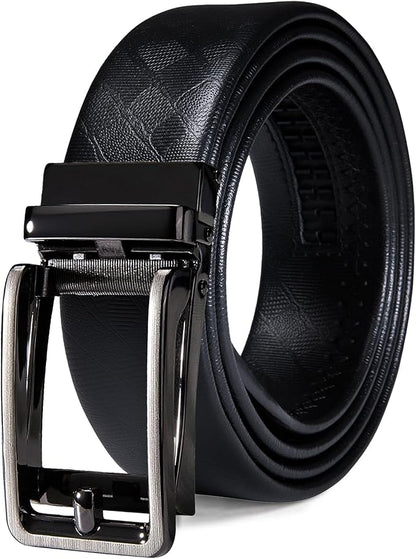 Barry.Wang Mens Belts Leather Ratchet Automatic Buckle Slide Click 1 3/8" Designer Dress Fashion Classic Casual Work Business