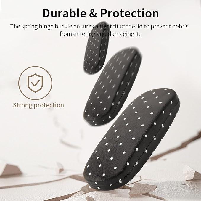 Glasses Case Hard, Cute Sunglasses Case for Women Leather Protective Case for Eyeglass with Cleaning Cloth