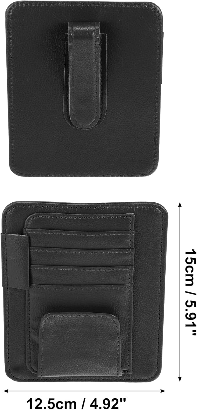X AUTOHAUX PU Leather Car Sun Visor Organizer Glasses Holder Card Holder Auto Accessories Pocket Organizer Black