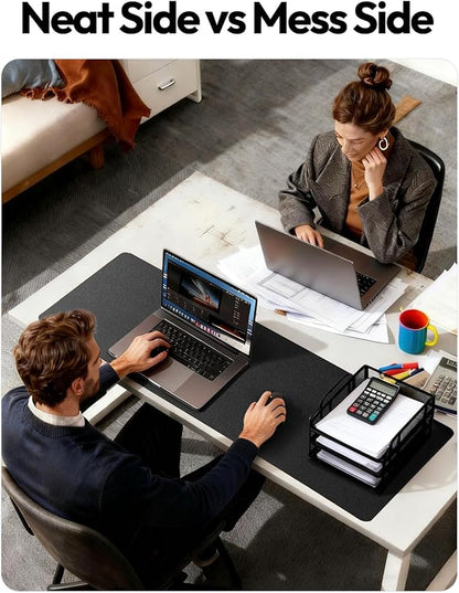 YSAGi Leather Office Desk Pad Protector, Large Mouse Pad, Non-Slip, PU Leather, Laptop Desk Blotter, Waterproof Writing Pad for Office and Home, Black, 23.6" x 13.8"