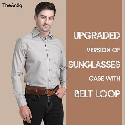 Leather Sunglasses Case Genuine Eyeglass Holder Reading Glasses Protector Vintage Eyewear Storage for Men and Women