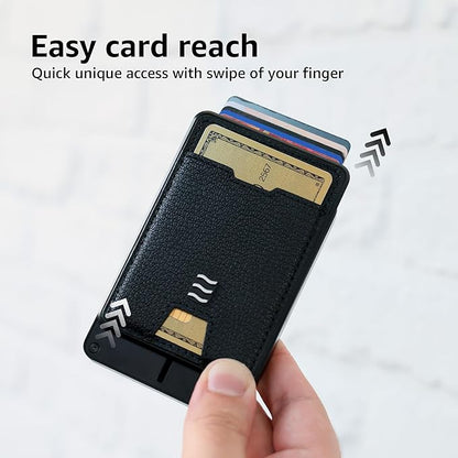 VENICE RFID Blocking Wallet, Minimalist Card Holder with Quick Access, Vegan Leather & Brushed Aluminum, Gift-Ready Packaging (Black)