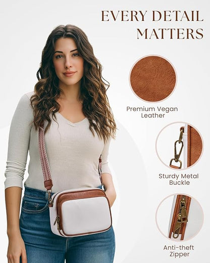 Crossbody Bags with Built-in Wallet, Anti-Theft Travel Purse with Card Slots, Trendy Vegan Shoulder Bag for Women Men