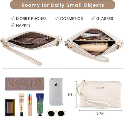 LOVEVOOK Laptop Bag for Women 15.6 Inch Tote Work Professional Leather Computer Briefcase Waterproof Handbag Shoulder Large Capacity Business Teacher Office Crossbody Purse, 206# Beige White