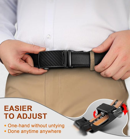 BULLIANT Men's Ratchet Belt 2 Pack-Click Leather Belt Adjustable for Men Gift 1 3/8-Cut for Perfect Fit