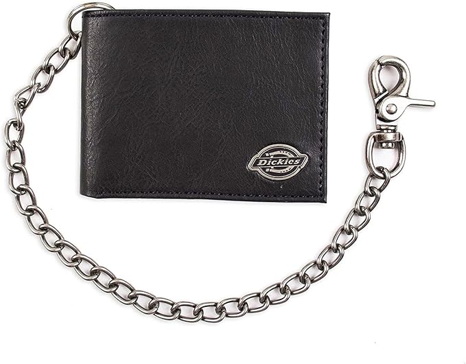 Dickies Men's RFID Everyday Leather Bifold Chain Wallet Black