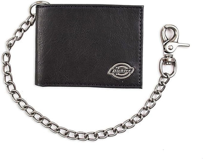 Dickies Men's RFID Everyday Leather Bifold Chain Wallet Black