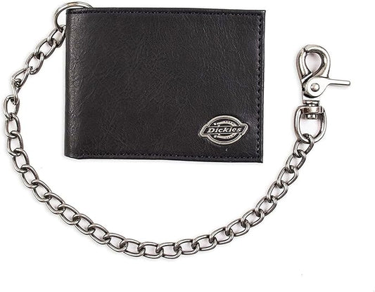 Dickies Men's RFID Everyday Leather Bifold Chain Wallet Black