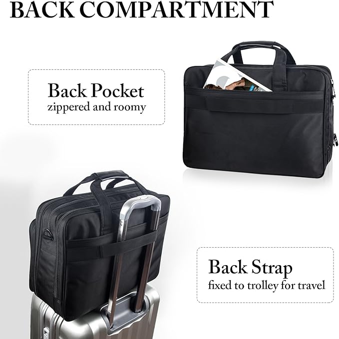 Ytonet Gaming Laptop Briefcase 18 Inch, Expandable Extra Large Case for Computer, Water Resistant Bag for Men With Luggage Strap, Work Travel Carrying Case, Black