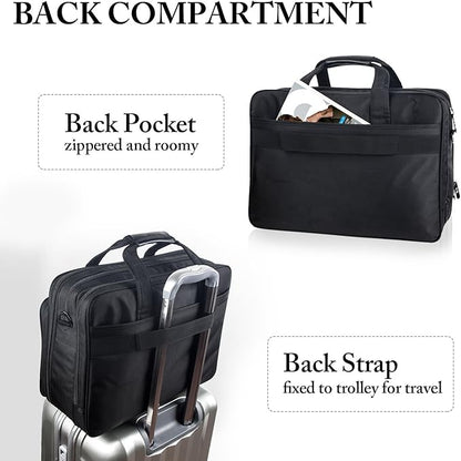 Ytonet Gaming Laptop Briefcase 18 Inch, Expandable Extra Large Case for Computer, Water Resistant Bag for Men With Luggage Strap, Work Travel Carrying Case, Black