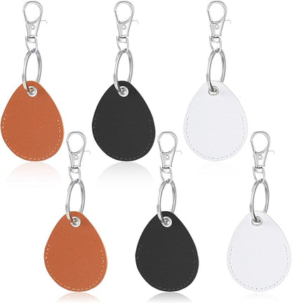 6pcs Key Fob Covers,PU Leather Key Fob, Leather Keys Holder with Keys Carabiner Clip, for RFID Keyfob Token Tag Door Entry Access Control, Black, White, Brown