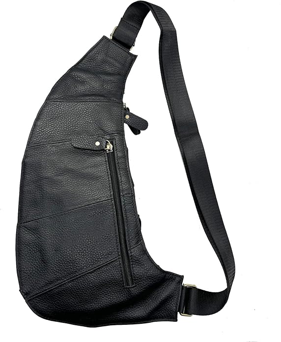 Hebetag Leather Sling Bag Crossbody Backpack for Men Women Travel Outdoor Camping