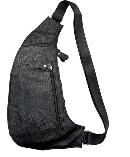 Hebetag Leather Sling Bag Crossbody Backpack for Men Women Travel Outdoor Camping