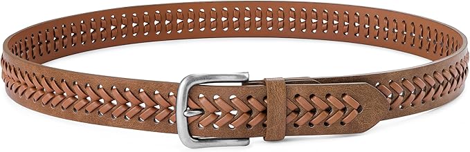 MILORDE Leather Braided Belts for Men, Handmade, Causal Woven Leather Jeans daily wear