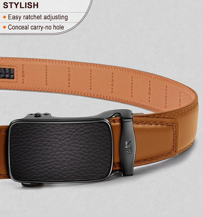 BULLIANT Men's Ratchet Belt Nontrimmable-Click Belt Adjustable for Men Gift Lightweight 1 3/8"