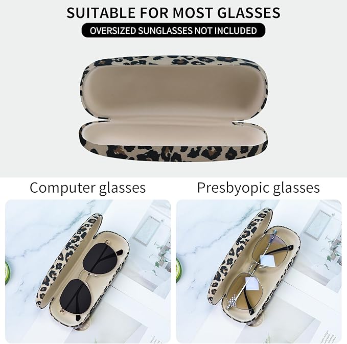 PERFECTSIGHT Hard Shell Eyeglasses Case, PU Leather Protective Glasses Case, Cute Eyeglass Case for Women Men Girls