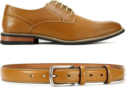 CHAOREN Leather Dress Belt Men 2 Pack - 1 3/8" Mens Belts for Work Business Casual Jeans
