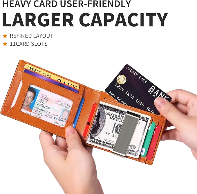 Slim Money Clip Wallet for Men RFID Blocking Bifold Minimalist Front Pocket Wallet, Credit Card Holder for Men Gift