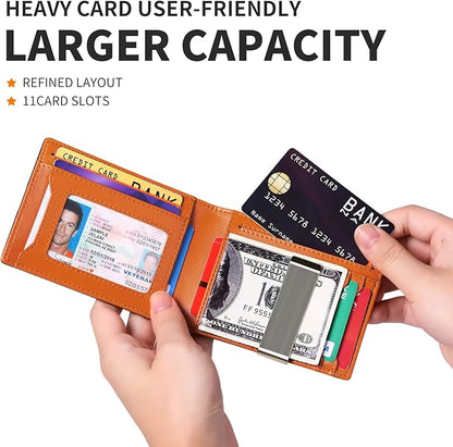 Slim Money Clip Wallet for Men RFID Blocking Bifold Minimalist Front Pocket Wallet, Credit Card Holder for Men Gift